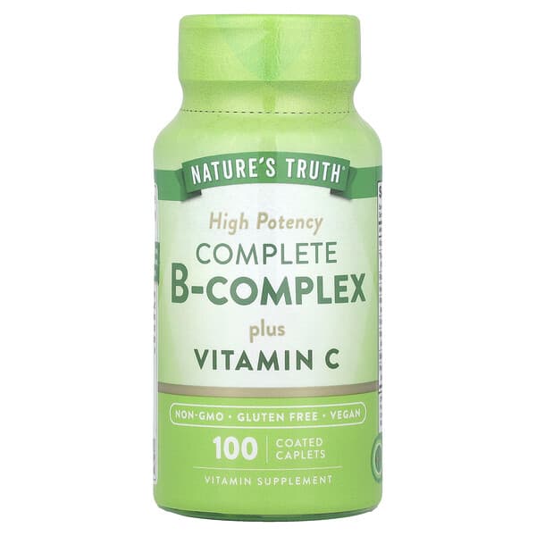 Nature's Truth, 컴플리트 B-복합체 플러스 비타민C, 고효능, 코팅 정제 100정