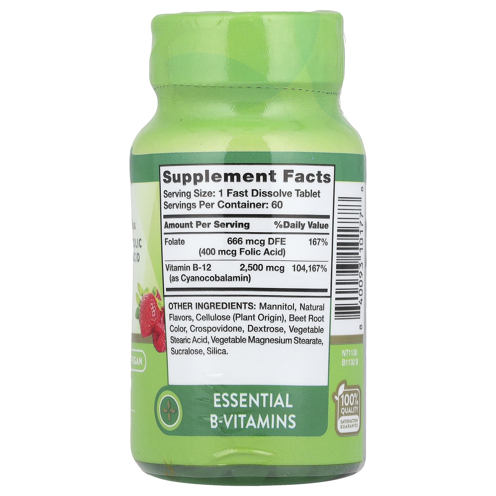 Nature's Truth, Vitamin B-12 plus Folic Acid, Natural Berry, 2,500 mcg ...