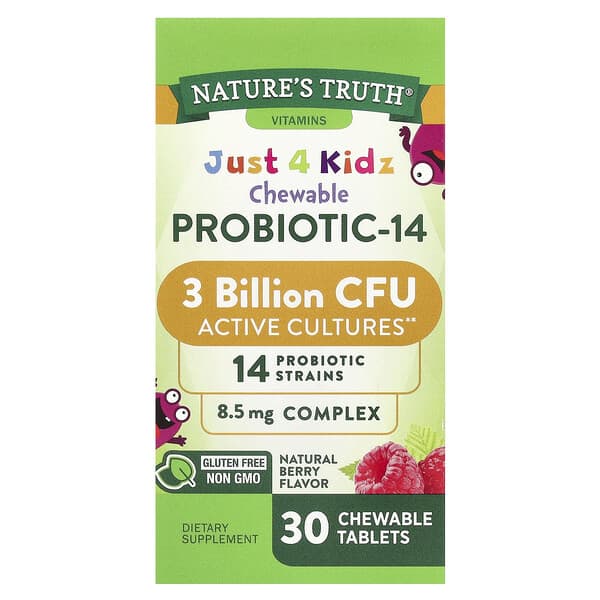 Nature's Truth, Just 4 Kidz，益生菌咀嚼片 -14，天然漿果風味，含 30 億 CFU，30 片咀嚼片