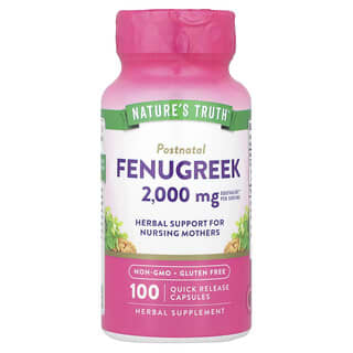 Nature's Truth, Fenogreco, 2000 mg, 100 cápsulas de liberación rápida (1000 mg por cápsula)