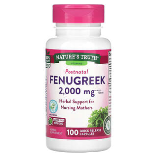 Nature's Truth, Fenogreco, 2000 mg, 100 cápsulas de liberación rápida (1000 mg por cápsula)