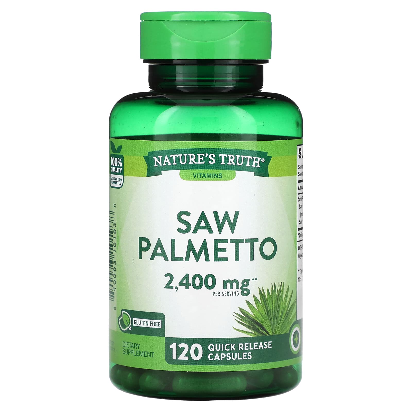 Nature's Truth, Saw Palmetto, 2,400 mg, 120 Quick Release Capsules ...