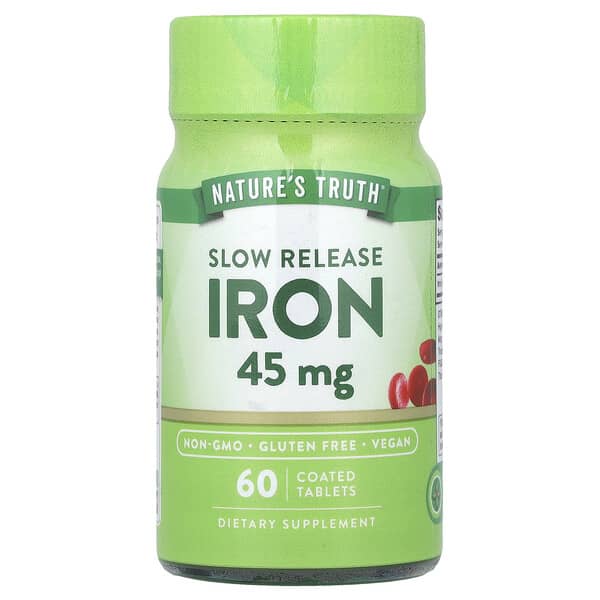 Nature's Truth Slow Release Iron, 45 mg, 60 Coated Tablets