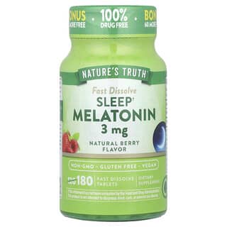 Nature's Truth, Melatonina para favorecer el sueño, Bayas naturales, 3 mg, 180 comprimidos de rápida disolución