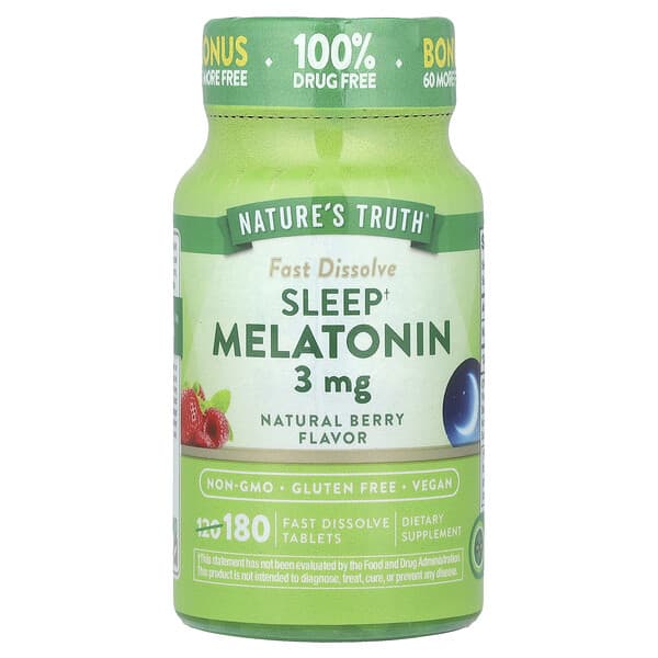 Nature's Truth Sleep Melatonin, Natural Berry, 3 mg, 180 Fast Dissolve Tablets