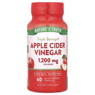 Nature's Truth, Vinaigre de cidre de pomme triple concentration, 1200 mg, 60 capsules à libération rapide (600 mg par capsule)