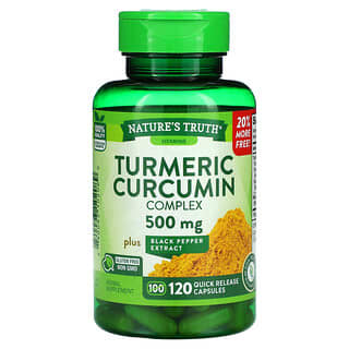 Nature's Truth, Complexo de Curcumina de Cúrcuma com Extrato de Pimenta Preta, 500 mg, 120 Cápsulas de Liberação Rápida