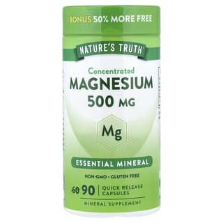 Nature's Truth, концентрированный магний, 500 мг, 90 капсул с быстрым высвобождением