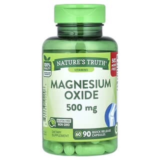 Nature's Truth, Óxido de Magnésio, 500 mg, 90 Cápsulas de Liberação Rápida