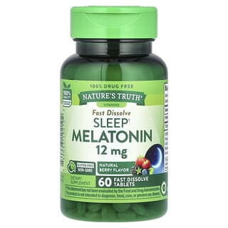 Nature's Truth, Melatonina para o Sono, Fruto Silvestre Natural, 12 mg, 60 Comprimidos de Dissolução Rápida