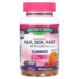 Nature's Truth, 매력적인 모발, 피부, 손발톱을 위한 구미젤리, 천연 과일 맛, 비건 구미젤리 80개
