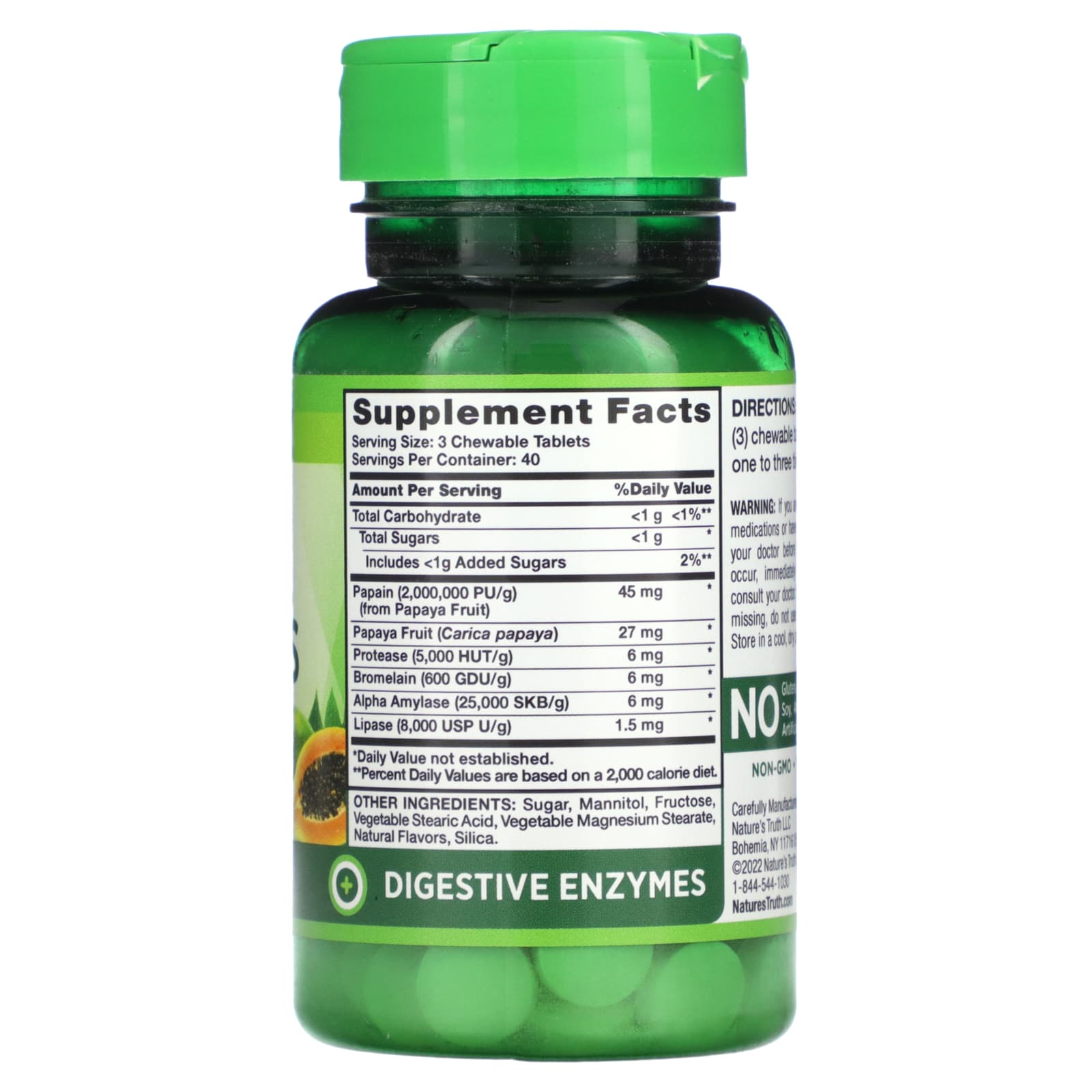 Nature's Truth, Chewable Papaya Enzymes, Natural Tropical, 120 Chewable