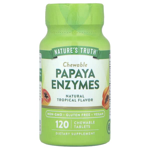 Chewable Papaya Enzymes, Natural Tropical, 120 Chewable Tablets