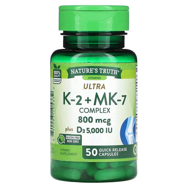 Nature's Truth, Complexe K-2 + MK-7, 800 µg, 50 capsules à libération rapide