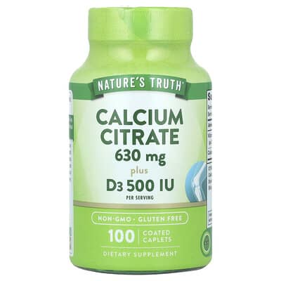 Nature's Truth, Calcium Citrate + D3, 100 Coated Capsules