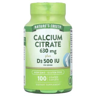 Nature's Truth, Citrate de calcium plus D3, 100 comprimés-capsules enrobés