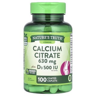 Nature's Truth, Citrato de calcio con vitamina D3, 100 comprimidos oblongos recubiertos