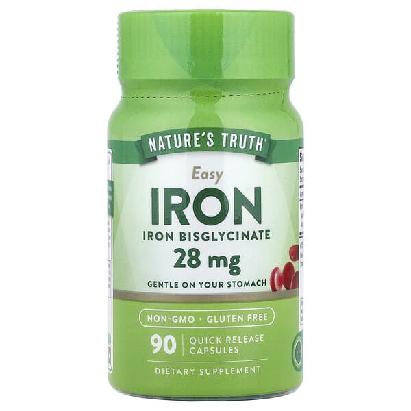 Nature's Truth, Easy Iron, 28mg, 빠른 방출 캡슐 90정