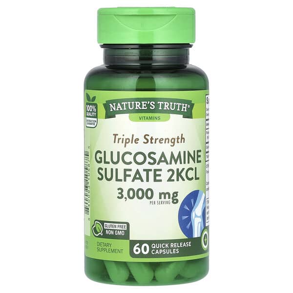 Nature's Truth, Sulfato de Glicosamina de Dosagem Tripla 2KCL, 3.000 mg, 60 Cápsulas de Liberação Rápida (1.000 mg por Cápsula)