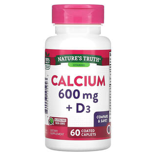 Nature's Truth, Calcium et vitamine D3, 600 mg, 60 capsules enrobés