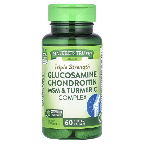 Nature's Truth, Glucosamine Chondroitin MSM &amp; Turmeric Complex, Triple Strength, 60 Coated Caplets