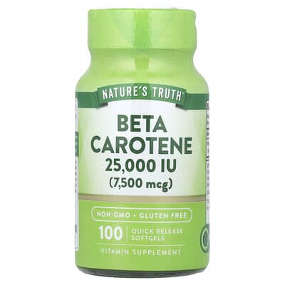 Nature's Truth, Beta-Carotene, 25,000 IU (7,500 mcg), 100 Immediate-Release Softgels