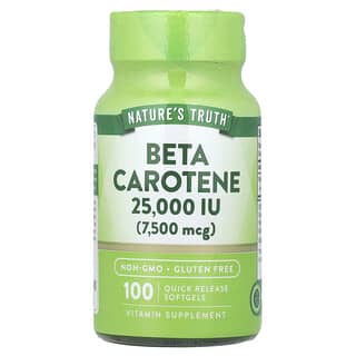 Nature's Truth, Beta-caroteno, 7500 mcg (25.000 UI), 100 cápsulas blandas de liberación rápida