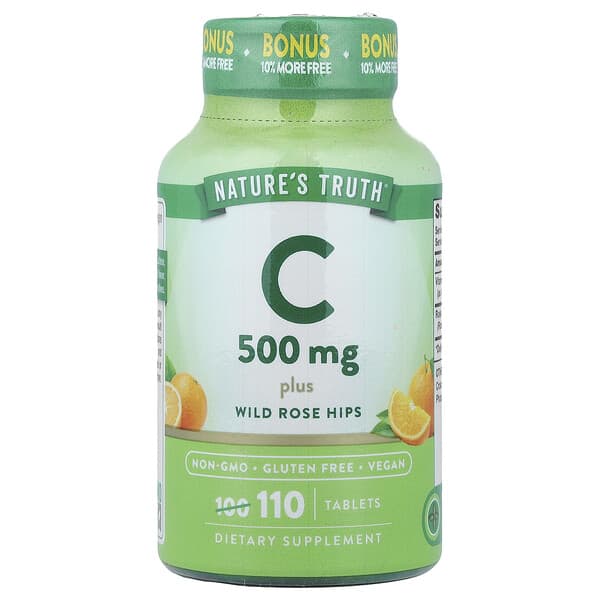 Nature's Truth, 含野生玫瑰果的維生素 C，500 毫克，110 片