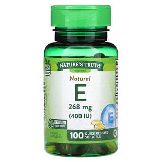 Nature's Truth, E Natural, 268 mg (400 UI), 100 Cápsulas Softgel de Liberação Rápida