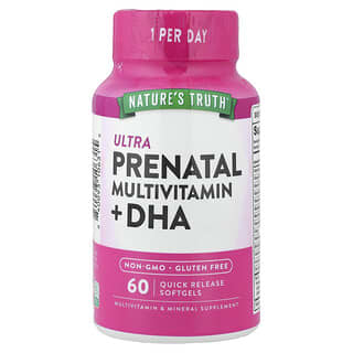 Nature's Truth, Vitamines et minéraux ultraprénatals + DHA, 60 capsules à libération rapide