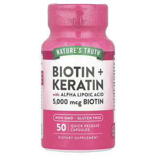 Nature's Truth, Biotin + Keratin with Alpha Lipoic Acid, 50 Quick Release Capsules