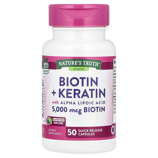 Nature's Truth, Biotin + Keratin with Alpha Lipoic Acid, 50 Quick Release Capsules
