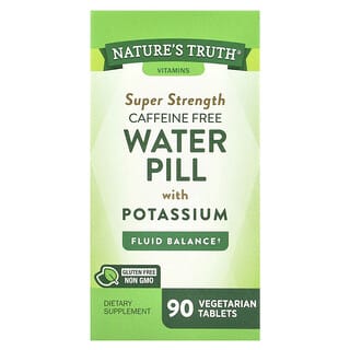 ناتشرز تروث‏, حبة ماء ذات قوة فائقة مع بوتاسيوم ، خالية من الكافيين ، 90 قرصًا نباتيًا