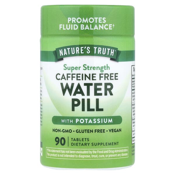 Nature's Truth, Water Pill With Potassium, Caffeine Free, 90 Tablets — product photo 1
