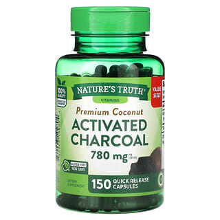 Nature's Truth, Vitamins, Charbon actif à la noix de coco premium, 780 mg, 150 capsules à libération rapide (260 mg par capsule)