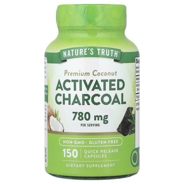 Premium Coconut Activated Charcoal, 150 Quick Release Capsules (260 mg per Capsule)