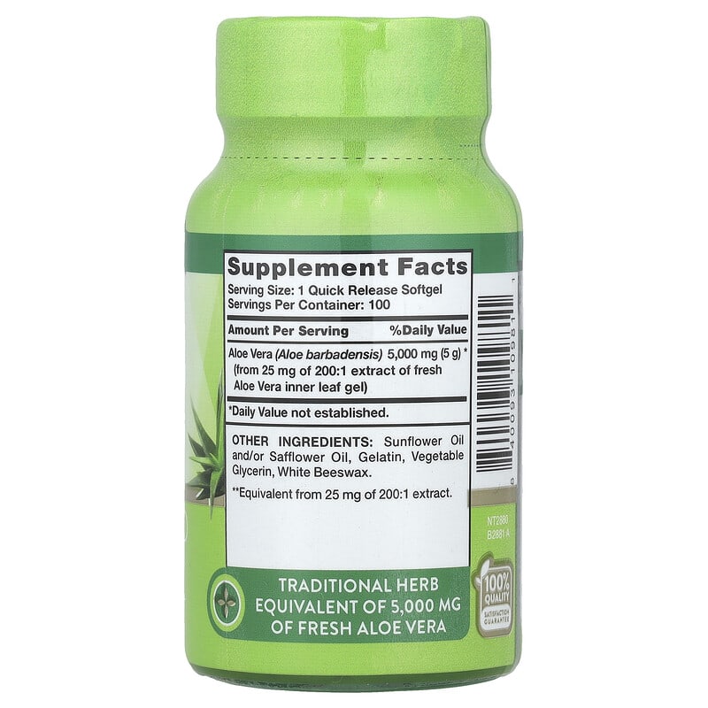 Aloe Vera, 5.000 mg, 100 Hızlı Salımlı Yumuşak Jel