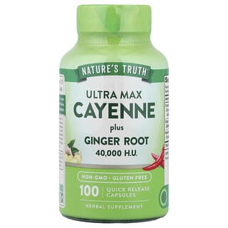 Nature's Truth, Ultra Max Cayenne Plus Gingembre, 100 capsules à libération rapide