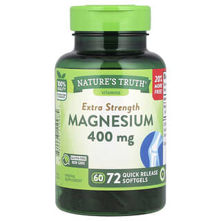 Nature's Truth, Magnésio Extraordinário, 400 mg, 72 Cápsulas Softgel de Liberação Rápida