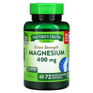 Nature's Truth, Magnesio con concentración extra, 400 mg, 72 cápsulas blandas de liberación rápida