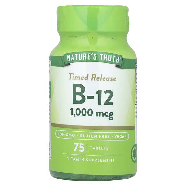 Nature's Truth, 비타민, 서방형 B-12, 1,000mcg, 75정