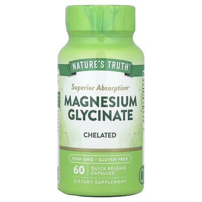 Nature's Truth, Magnesium Glycinate, Chelated, 200 mg, 60 Immediate-Release Capsules (100 mg per capsule)