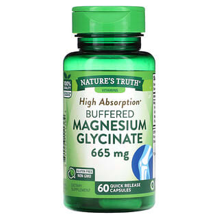 Nature's Truth, Glycinate de magnésium tamponné, Haute absorption, 665 mg, 60 capsules à libération rapide