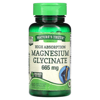 Nature's Truth, Glicinato de Magnésio, Alta Absorção, 665 mg, 60 Cápsulas de Liberação Rápida