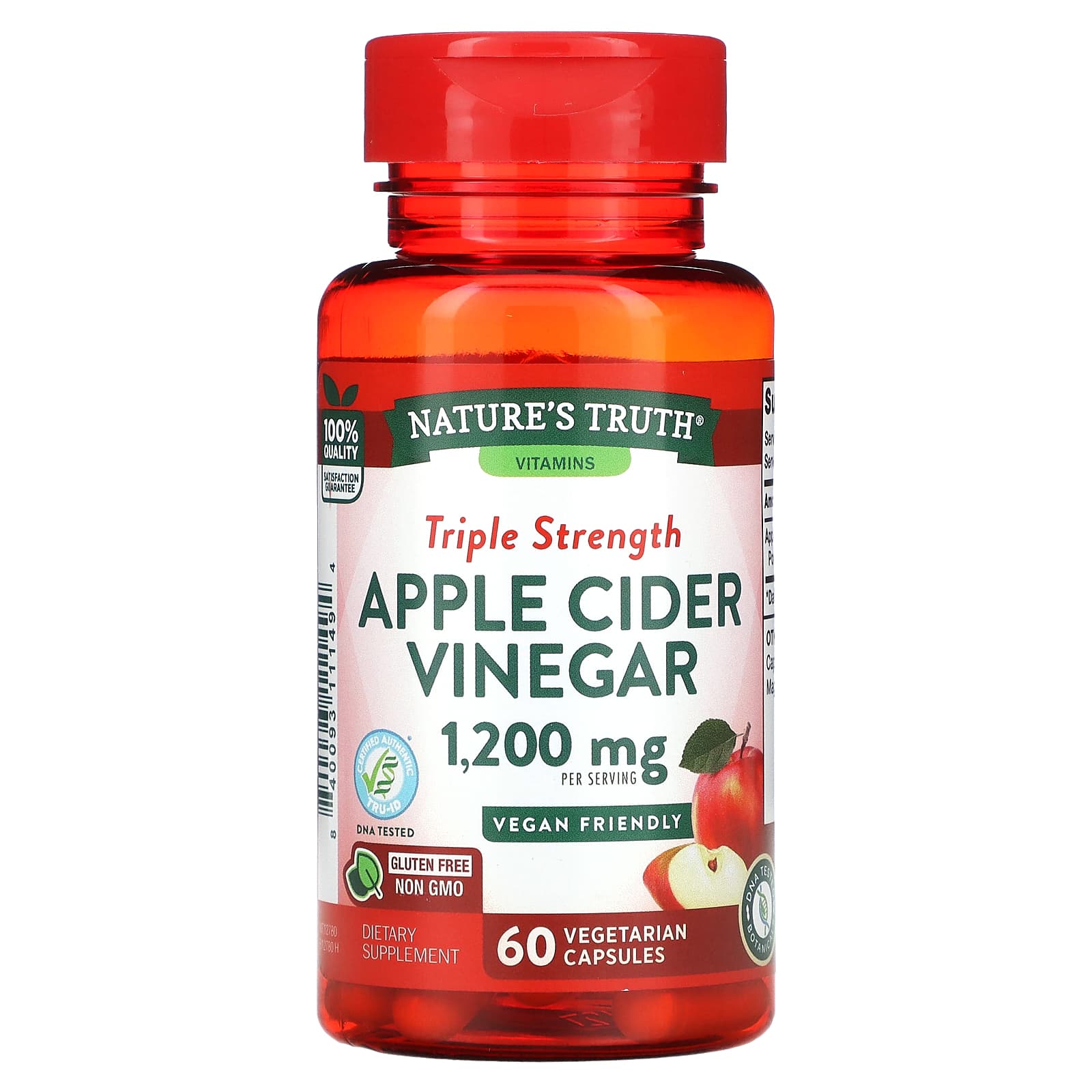 Nature's Truth, Triple Strength Apple Cider Vinegar, 1,200 mg, 60 ...