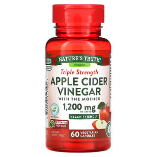 Nature's Truth, Яблочный уксус тройного действия, 600 мг, 60 вегетарианских капсул
