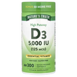 Nature's Truth, 維生素 D3，125 微克（5000 IU），300 粒速釋軟膠囊