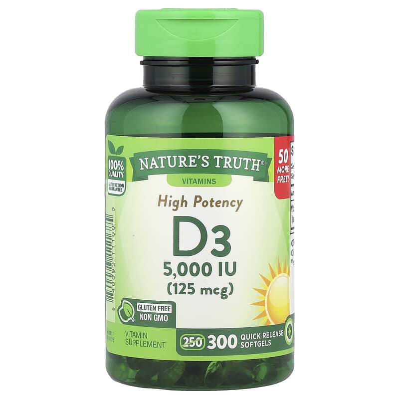 High Potency Vitamin D3, 125 mcg (5000 IU), 300 Quick Release