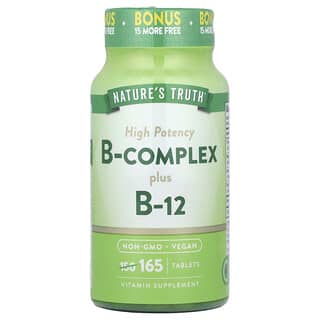 Nature's Truth, B-Complex Plus B-12, High Potency , 165 Tablets