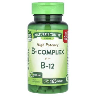 Nature's Truth, Complejo de vitaminas B de alta potencia más vitamina B12, 165 comprimidos